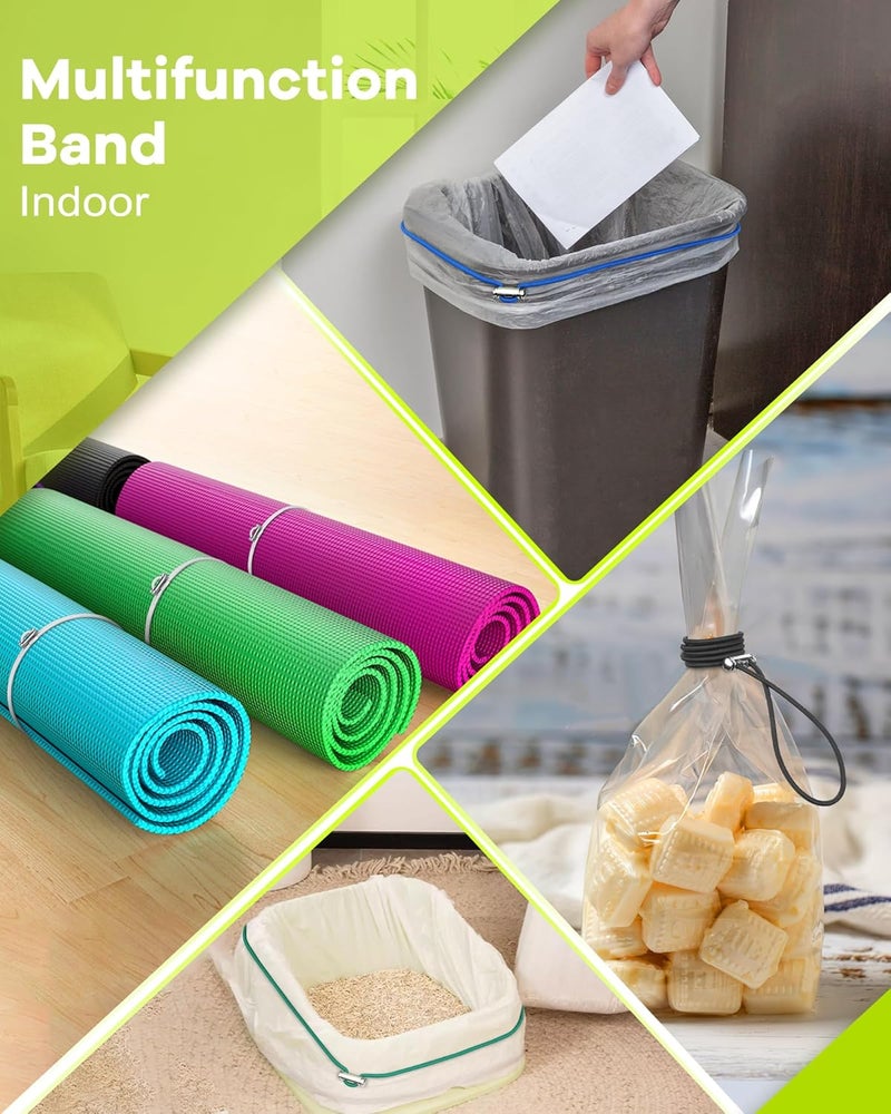 Rosaver Garbage Can Bands Cord Lord Design Adjustable Large Trash Can Rubber Bands Fits 8-33 Gallon Trash Cans Multifunction Bands Litter Box Bands for Kitchen Tables Picnic Party 12 Pack - Image 5